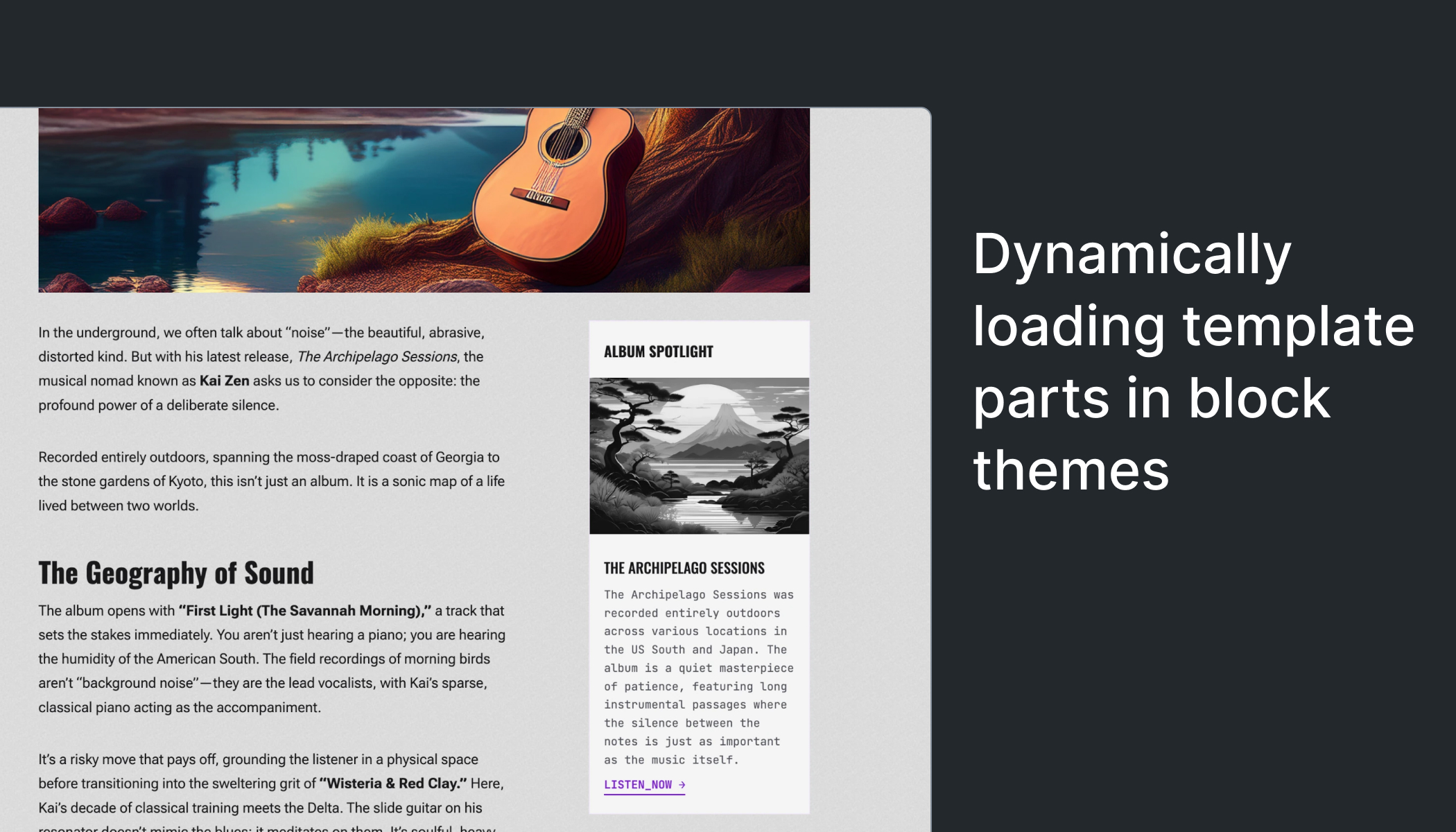 Dynamically loading template parts in block themes