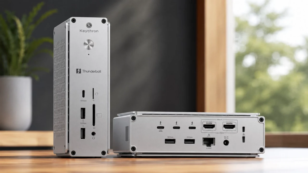 Keychron Thunderbolt 5 Dock geldi: 14 bağlantı, çift 8K ekran ve 120Gbps hız