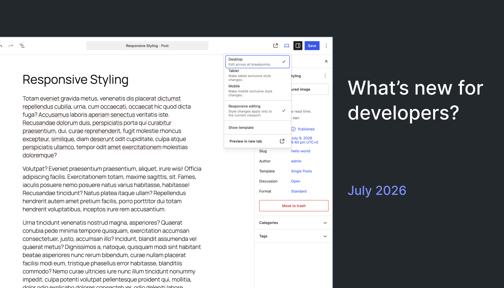 What’s new for developers (July 2026)