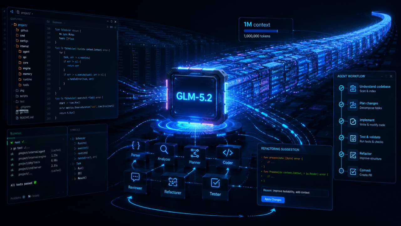 Z.ai'dan 1 milyon token bağlam penceresine sahip açık ağırlıklı kodlama modeli: GLM-5.2